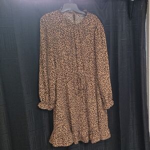 SHEIN Brown Black Ruffled Tiered Sundress